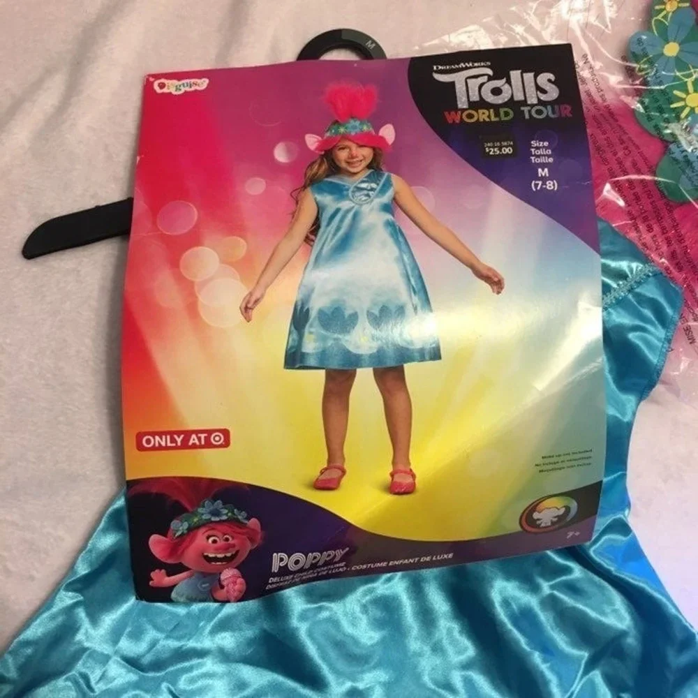 Disguise Trolls World Tour Poppy Costume Kids Size Small 6-7 New Deluxe Outfit